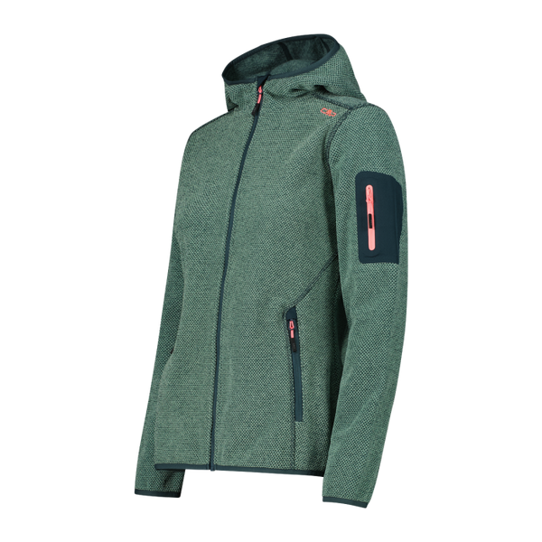 Polar Mujer Mélange Knit-Tech Hooded Heavy