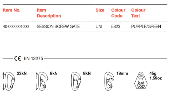 Mosquetón Session Seguro Rosca